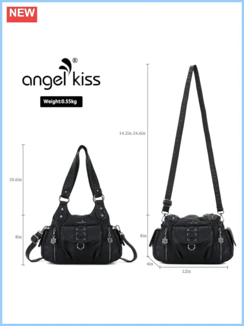 Vegan Leather Hobo Shoulder Bag Crossbody Multi-Pocket
